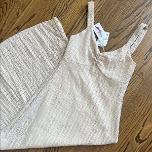 Jessica Simpson NWT Ethereal Beige Textured Strappy Maxi Dress